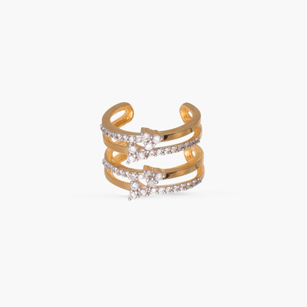 Finger Ring Strata Stacked CZ Silver Ring