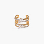 Finger Ring Strata Stacked CZ Silver Ring