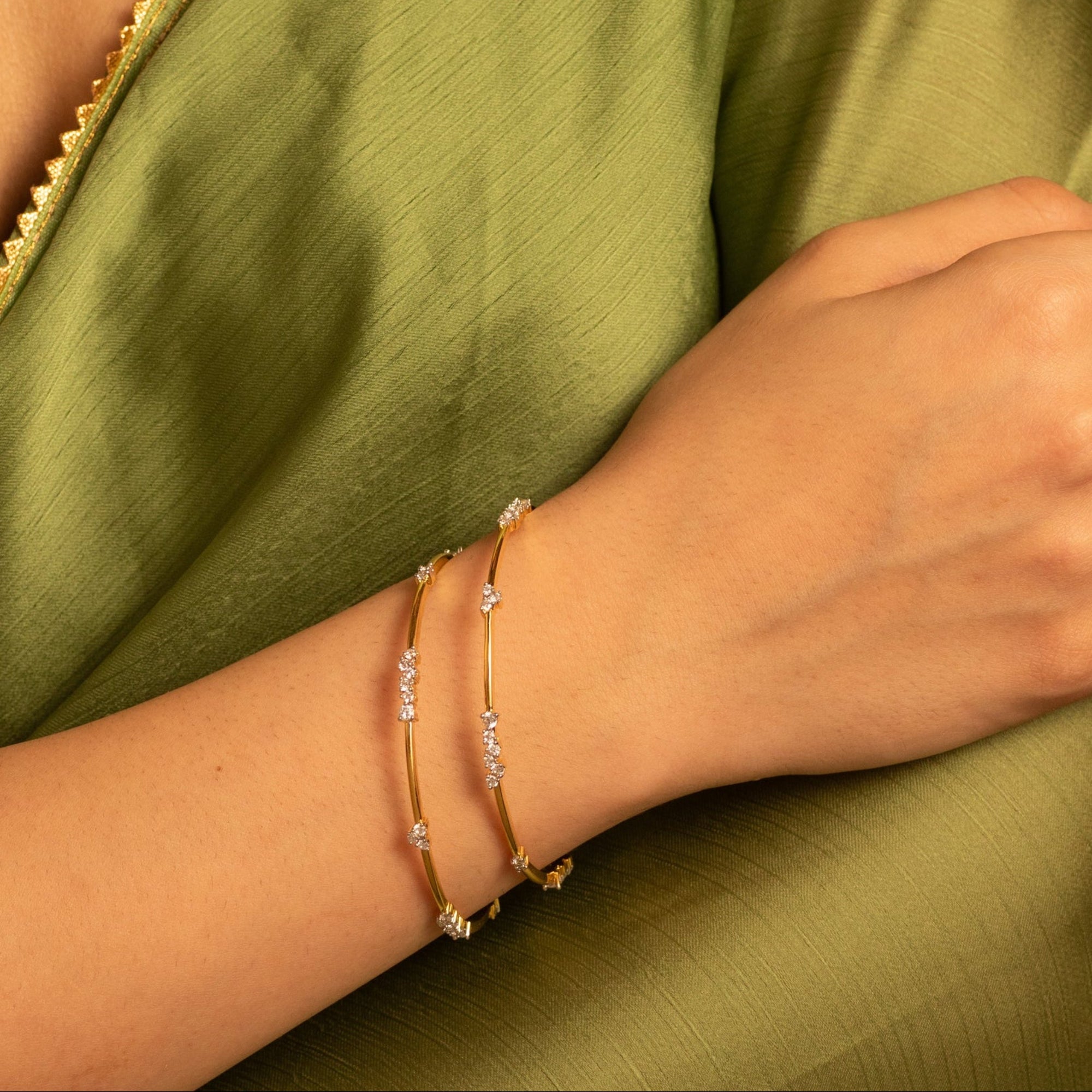 Classic Radiance CZ Silver Bangles