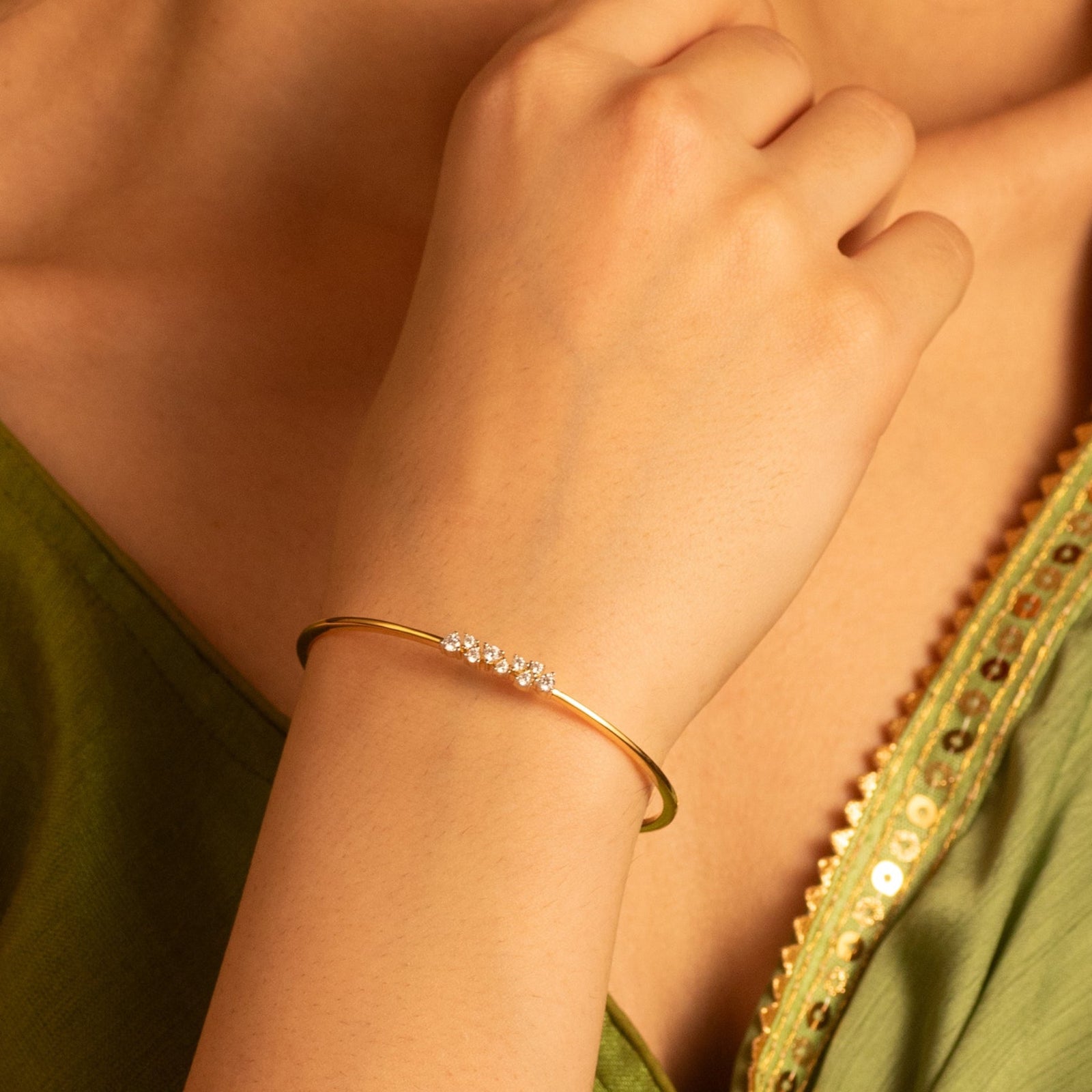 Ananya CZ Silver Cuff Bracelet