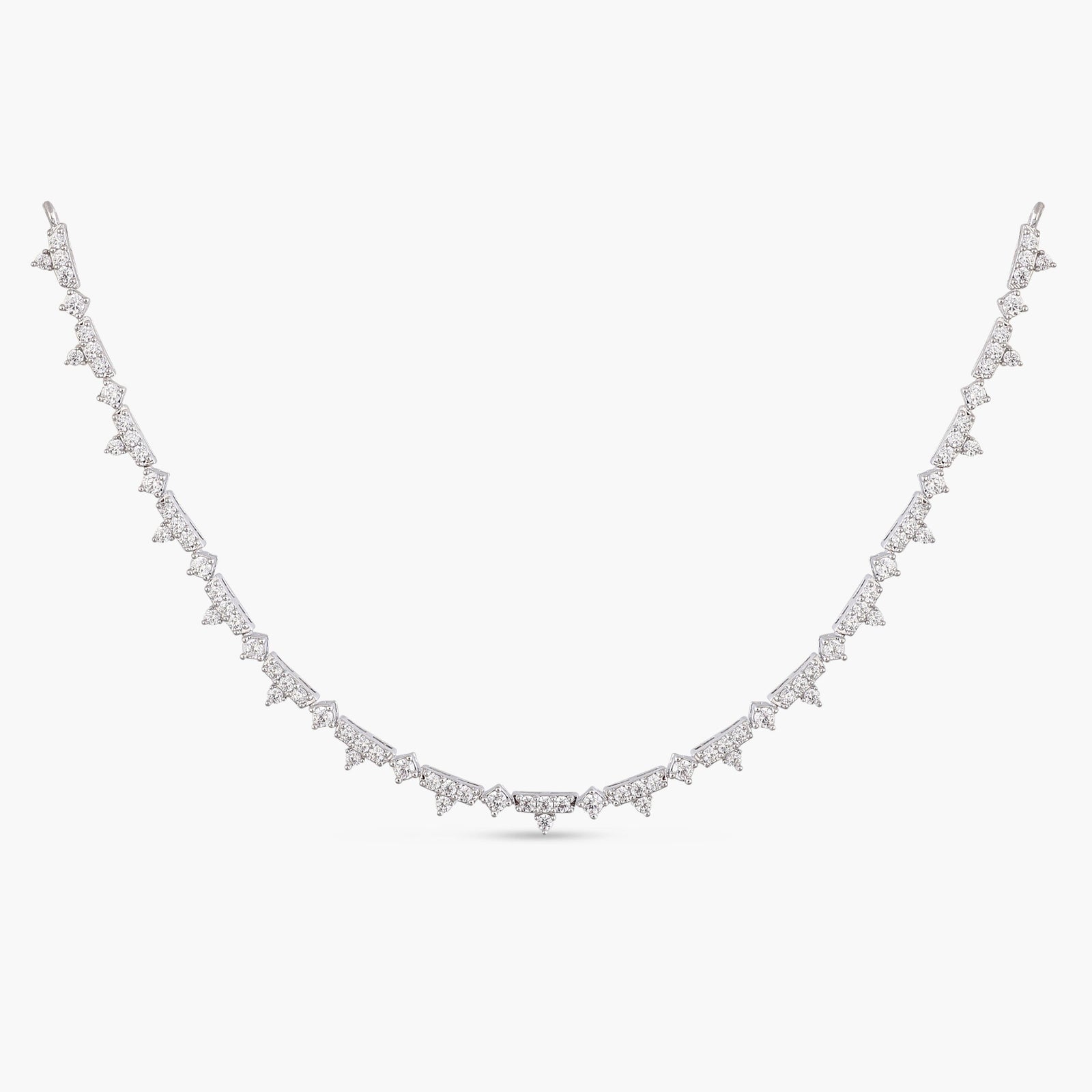 Radiant Bloom CZ Silver Necklace