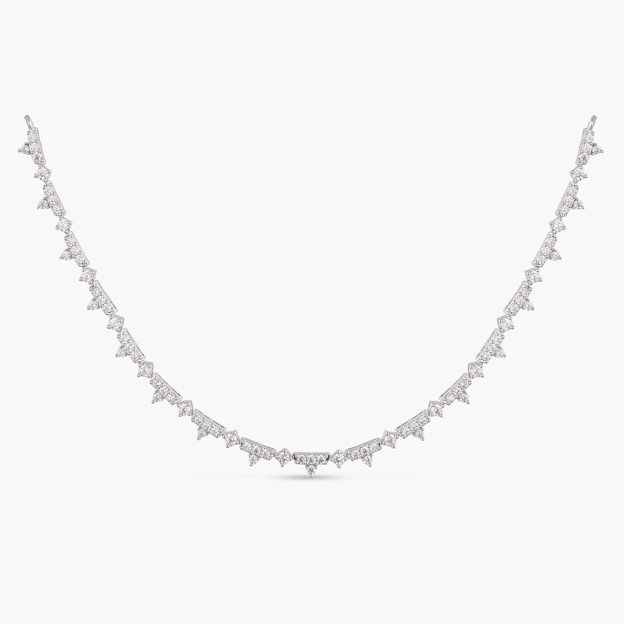 Radiant Bloom CZ Silver Necklace