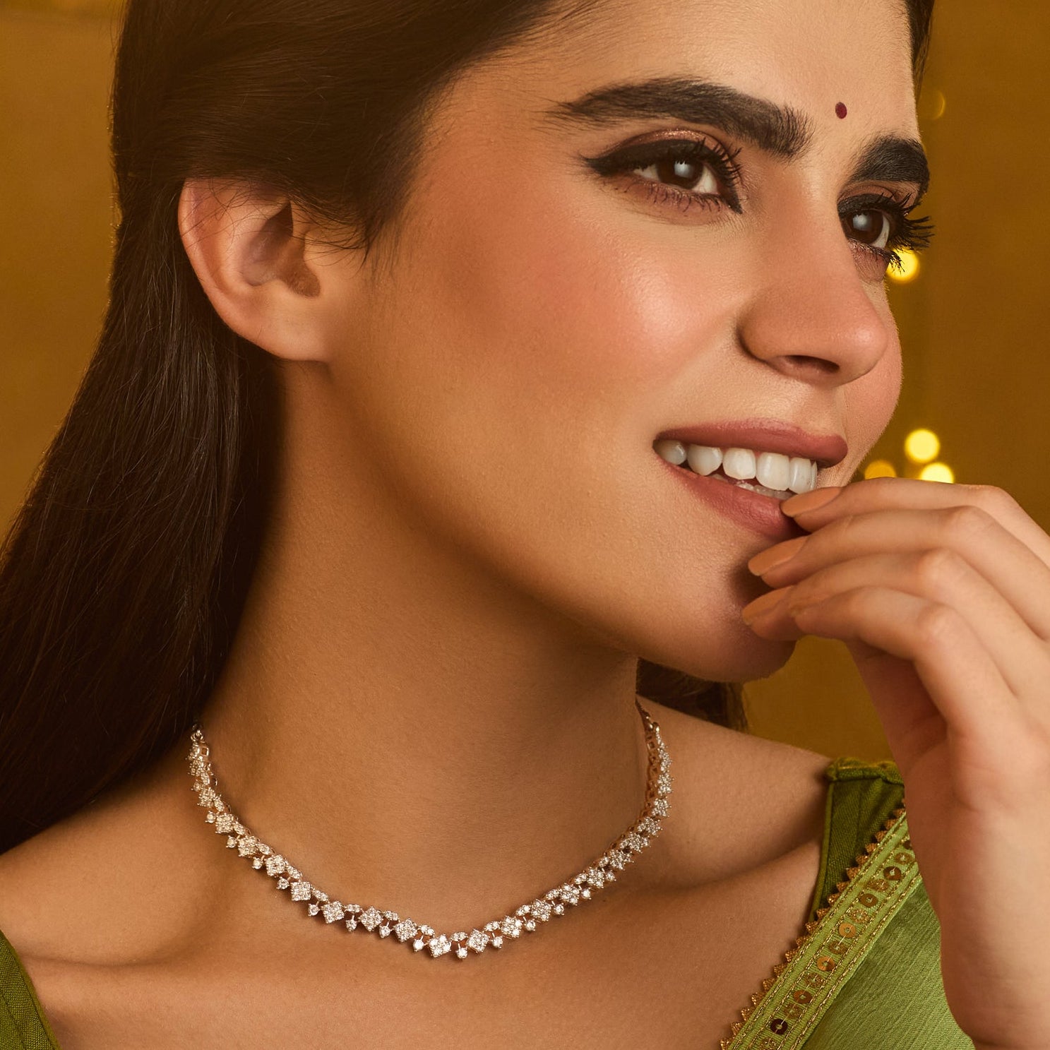 Luminous Dew CZ Silver Necklace