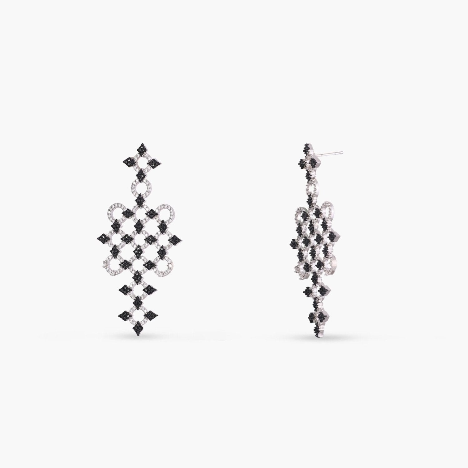 Monochrome Play CZ Silver Drop Earrings