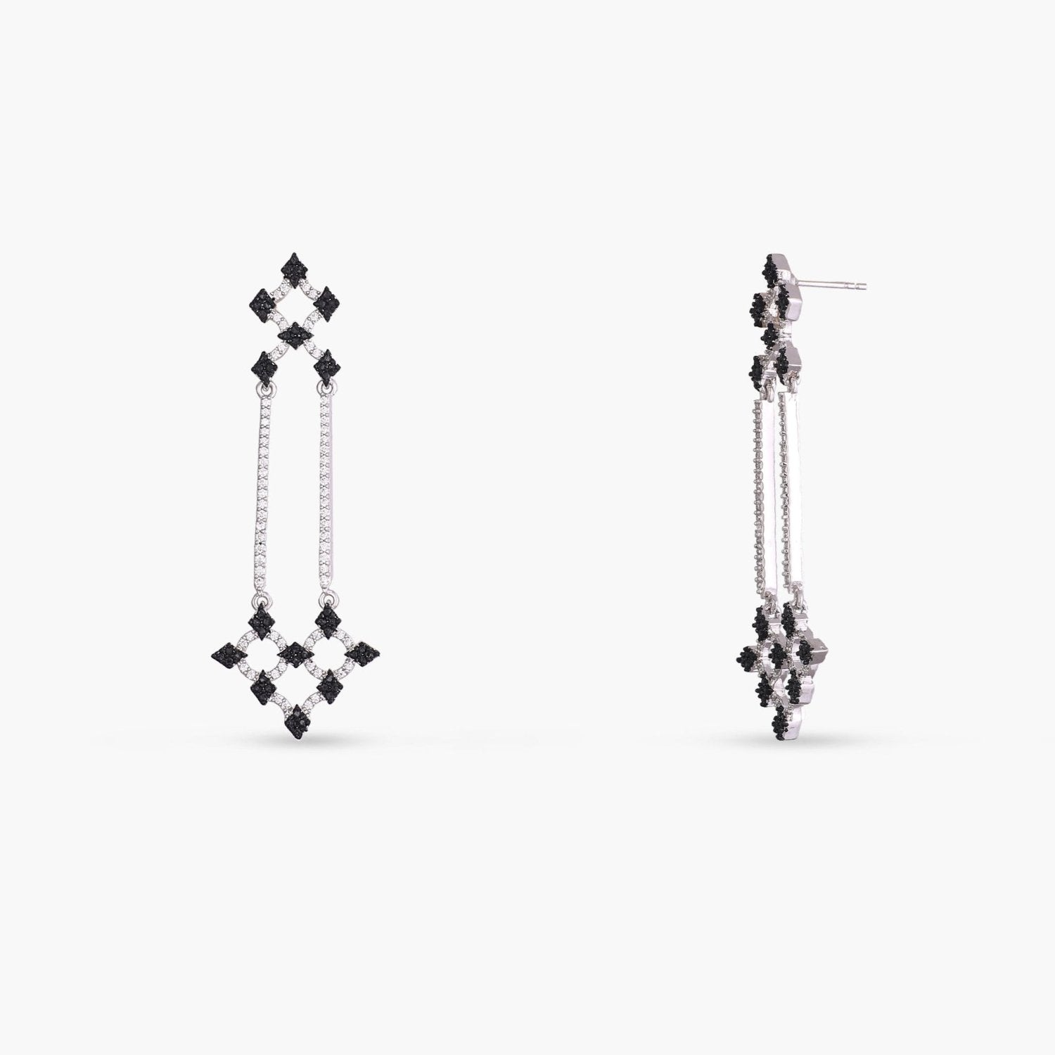 Monochrome Play Reverie CZ Silver Drop Earrings