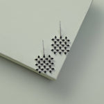 Monochrome Play Square CZ Silver Drop Earrings