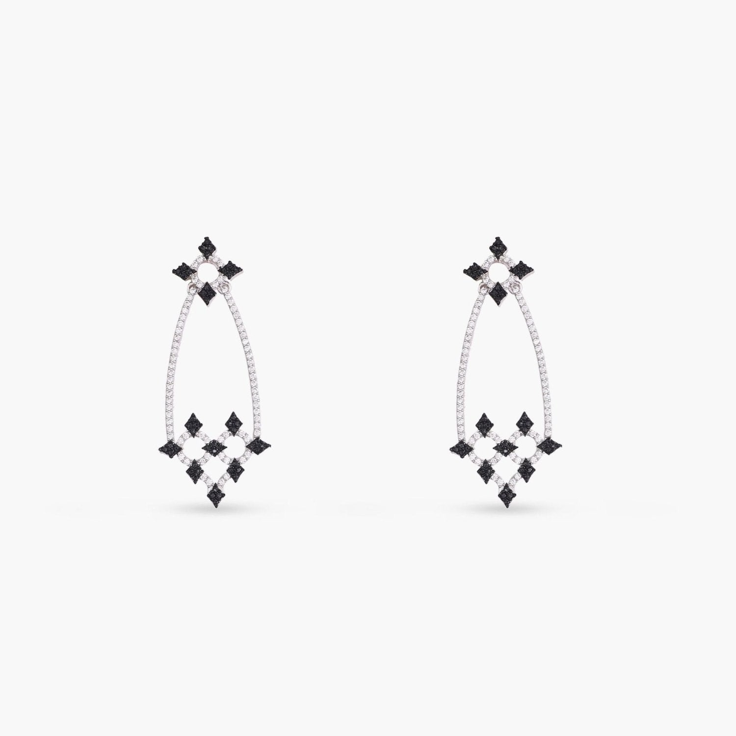 Monochrome Play Chandelier CZ Silver Drop Earrings