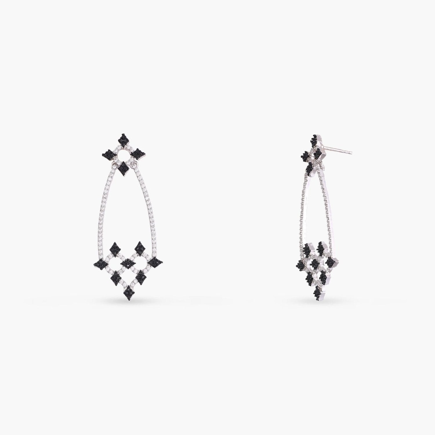 Monochrome Play Chandelier CZ Silver Drop Earrings