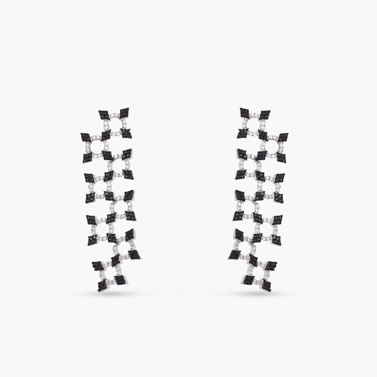 Monochrome play Trinket CZ Silver Drop Earrings