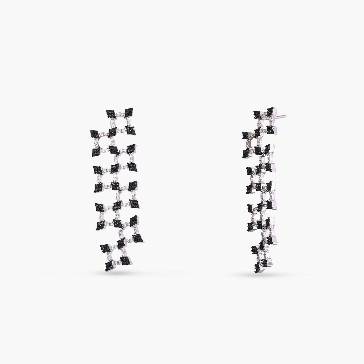 Monochrome play Trinket CZ Silver Drop Earrings