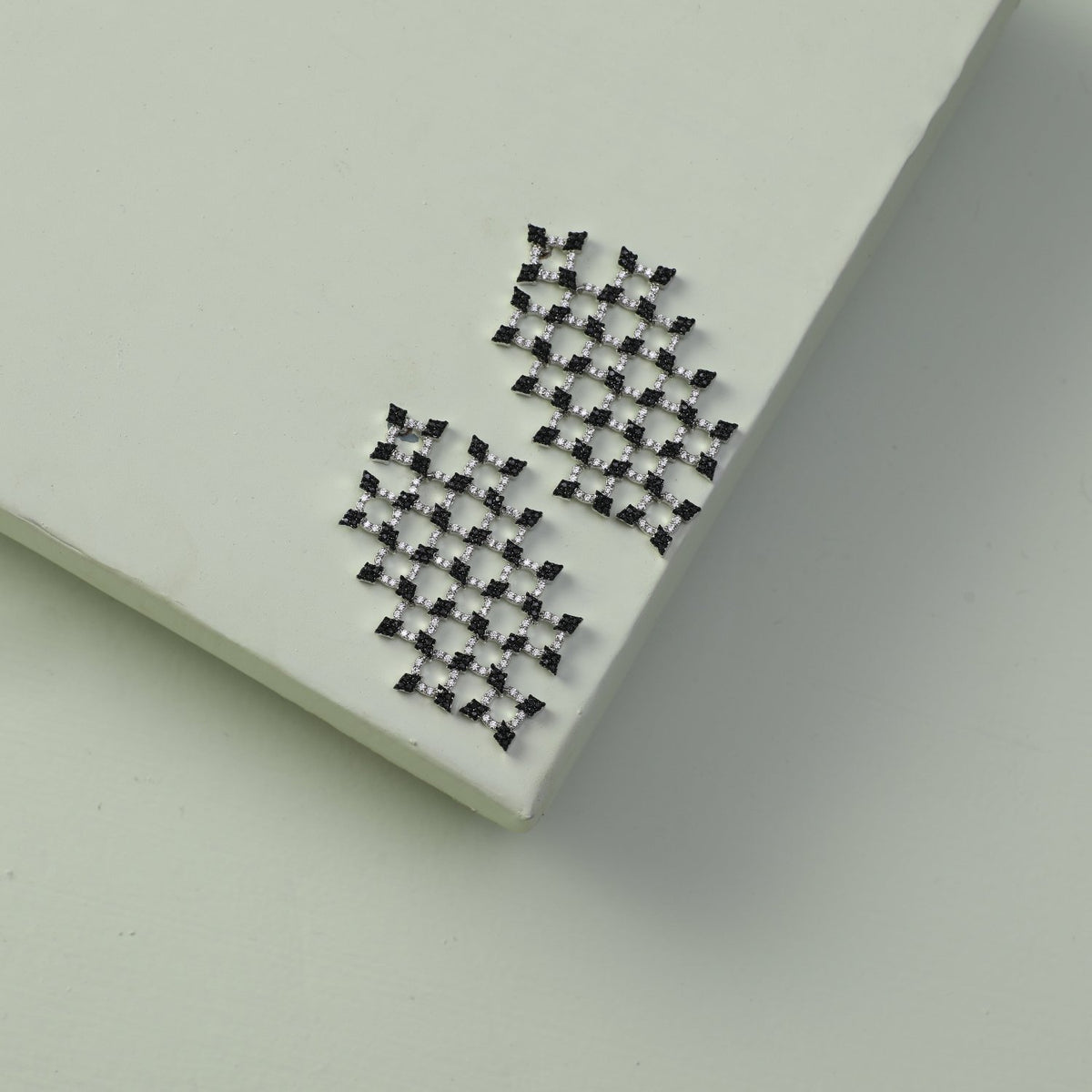 Monochrome Play Statement Silver Drop Earrings