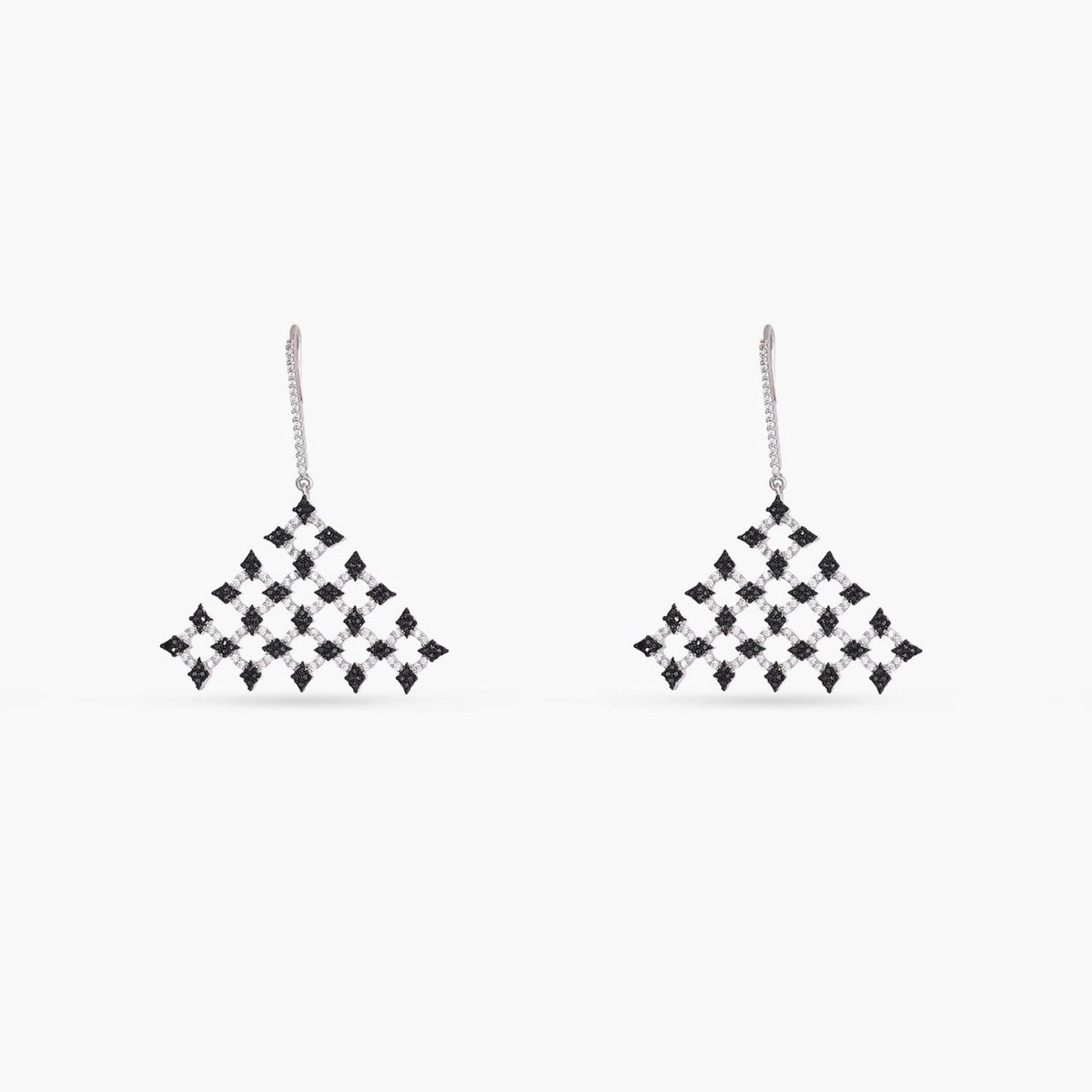 Monochrome Play CZ Silver Triangular Drop Earrings