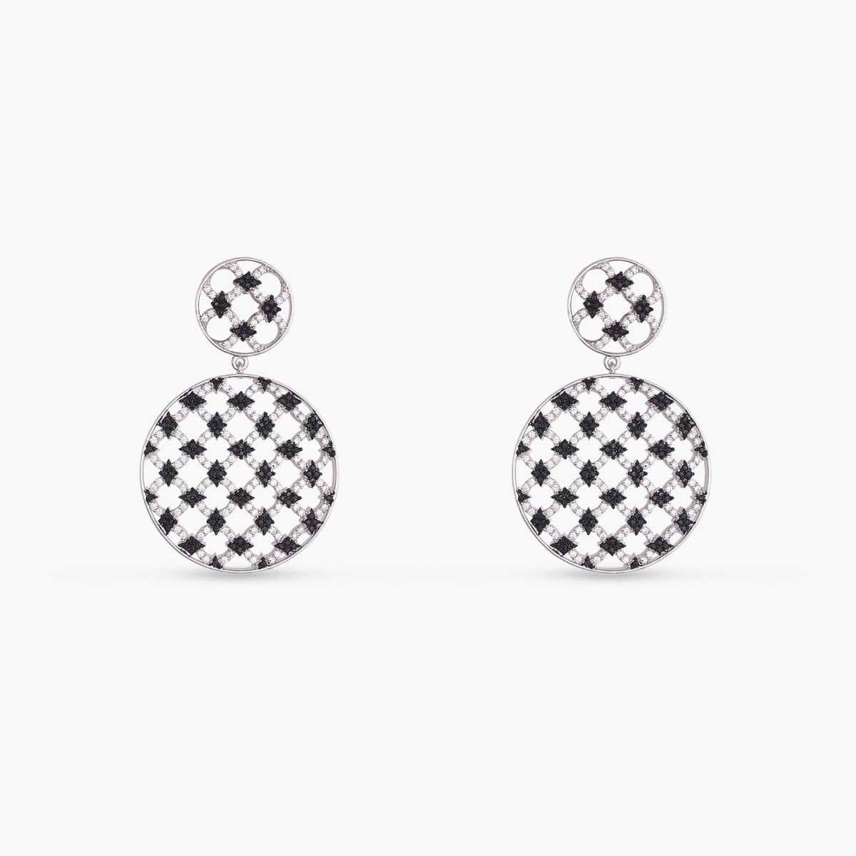 Monochrome Play Round CZ Silver Drop Earrings