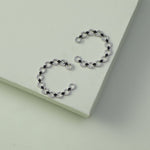 Monochrome Play Front-Back CZ Silver Hoop Earrings