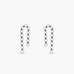 Monochrome Play Linked CZ Silver Drop Earring