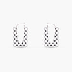 Monochrome Play Rectangular CZ Silver Hoop Earrings