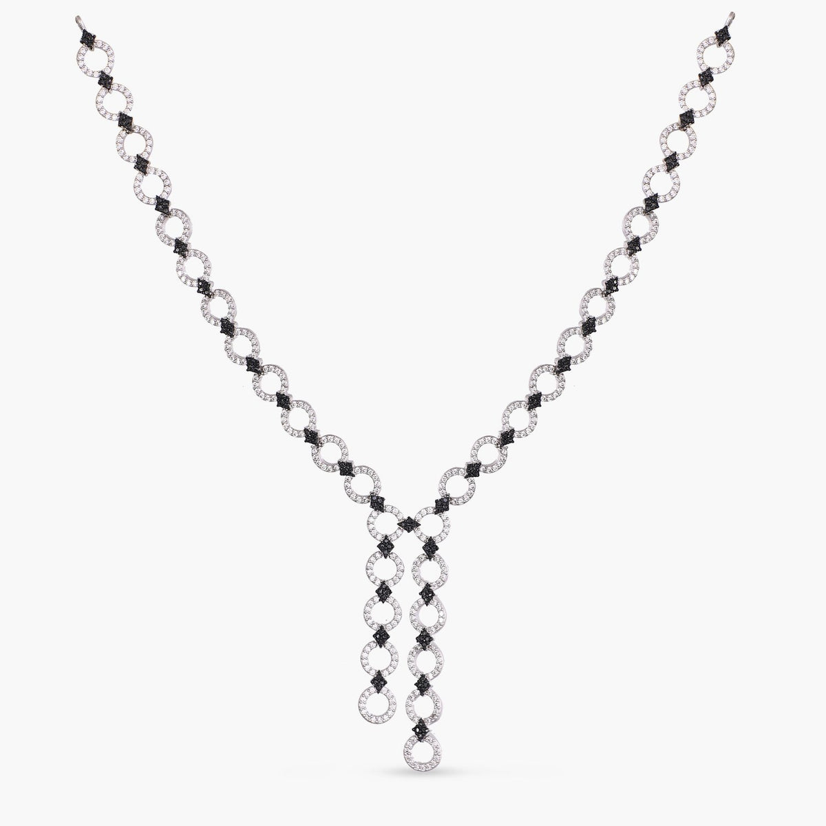 Monochrome Play CZ Silver Lariet Necklace