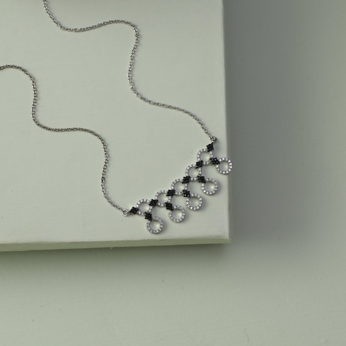 Monochrome Play Delicate CZ Silver Necklace