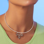 Monochrome Play CZ Silver Cuff Necklace