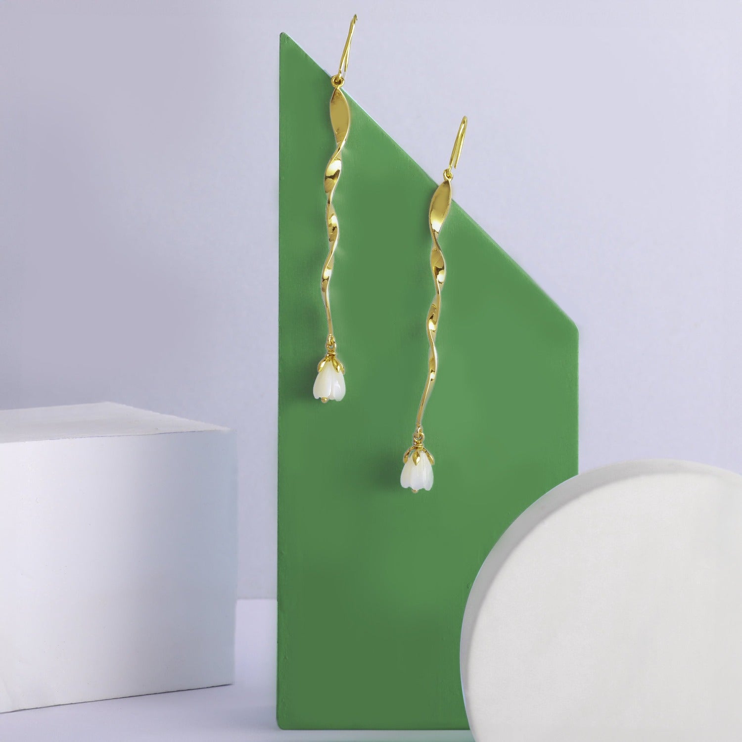 Tulip Twirls Silver Drop Earrings