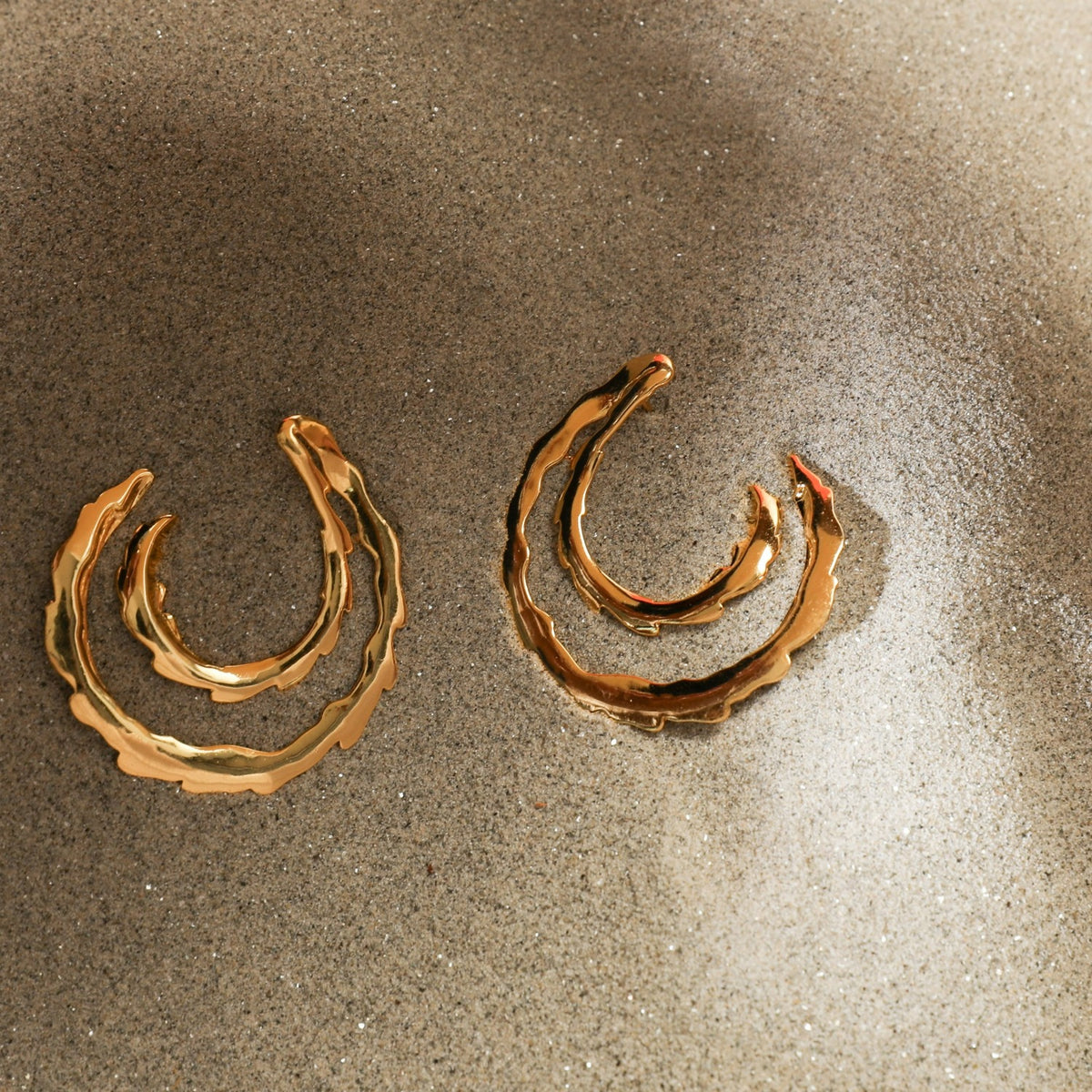 Sandscape Statement Silver Hoop Earrings