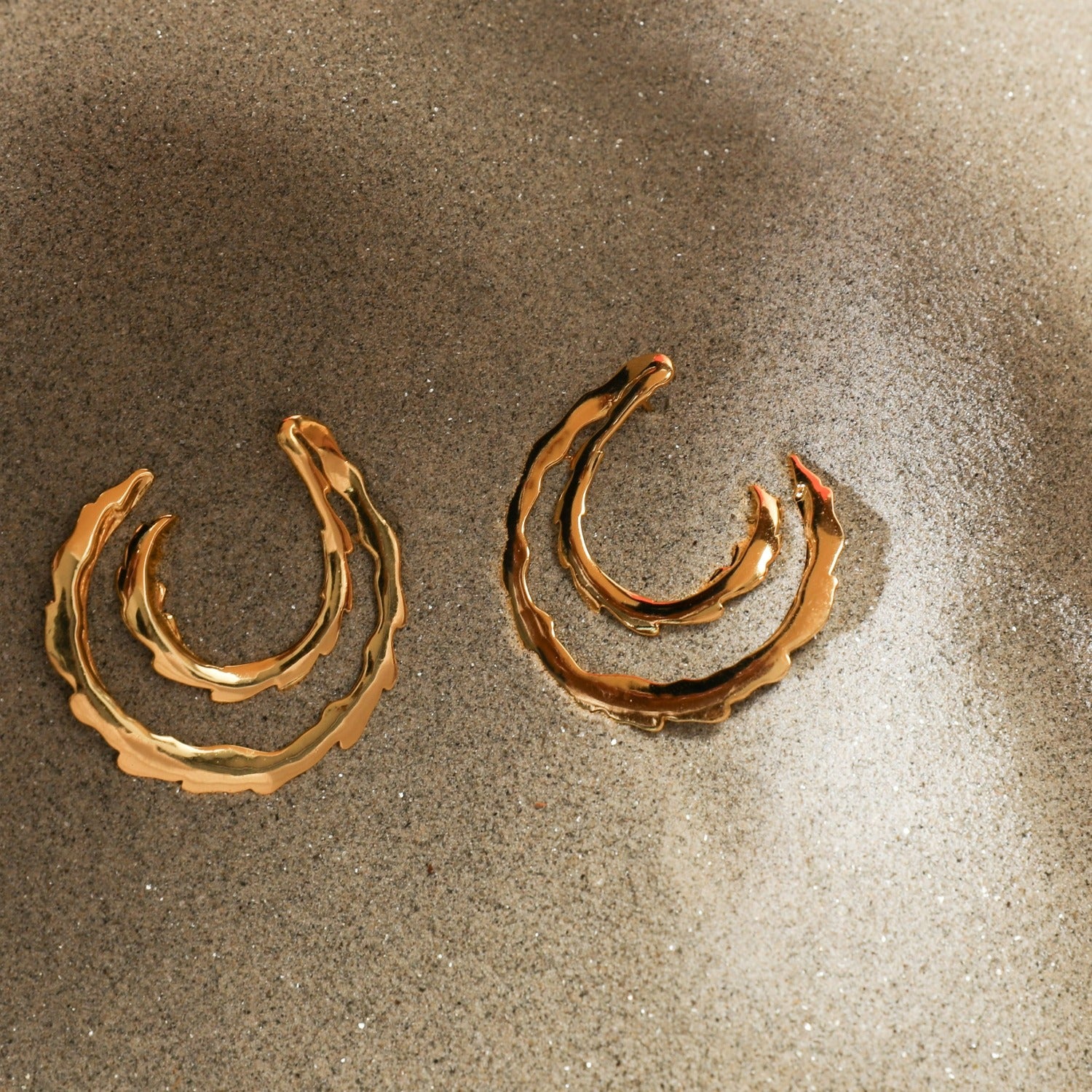 Sandscape Statement Silver Hoop Earrings