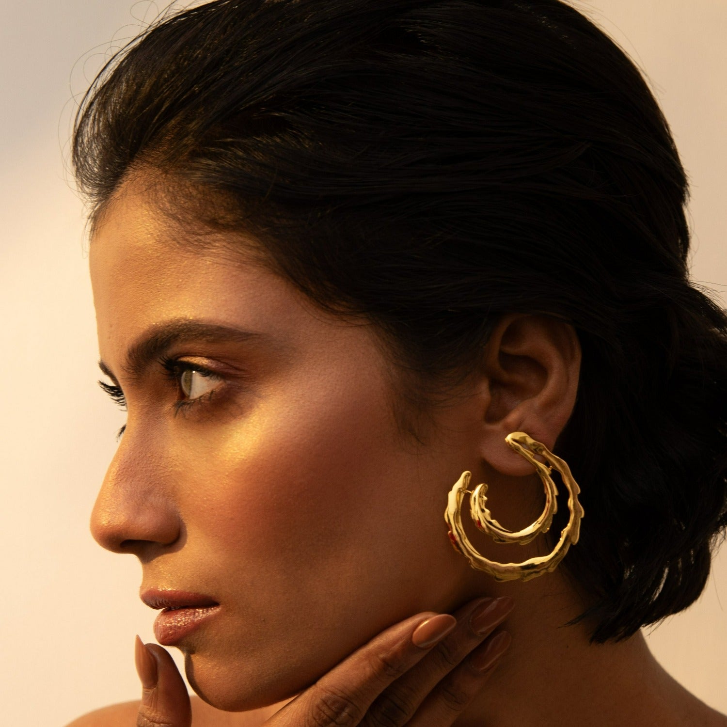 Sandscape Statement Silver Hoop Earrings