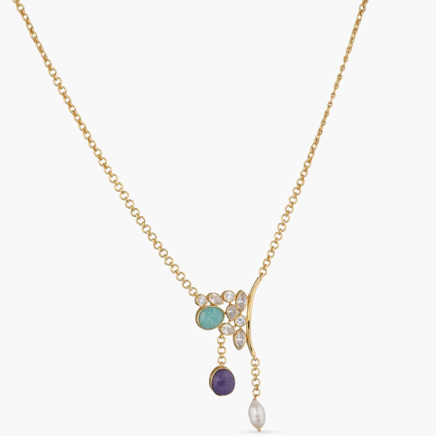 Necklaces Moroccan Blue Asymmetric Silver Necklace