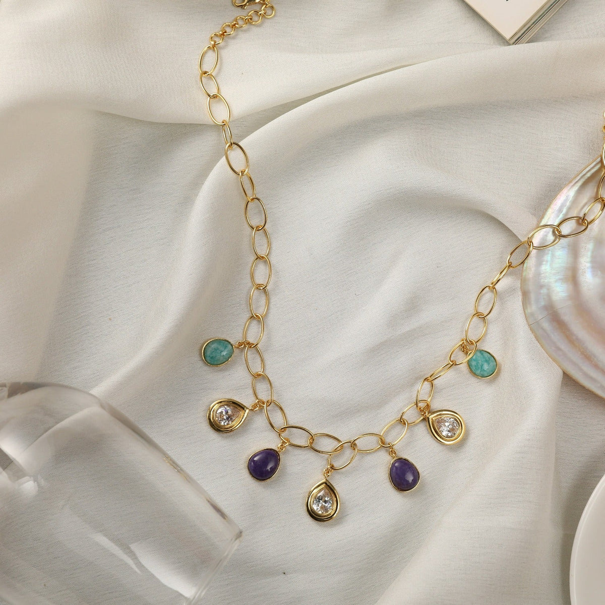 Necklaces Moroccan Blue Statement Silver Necklace