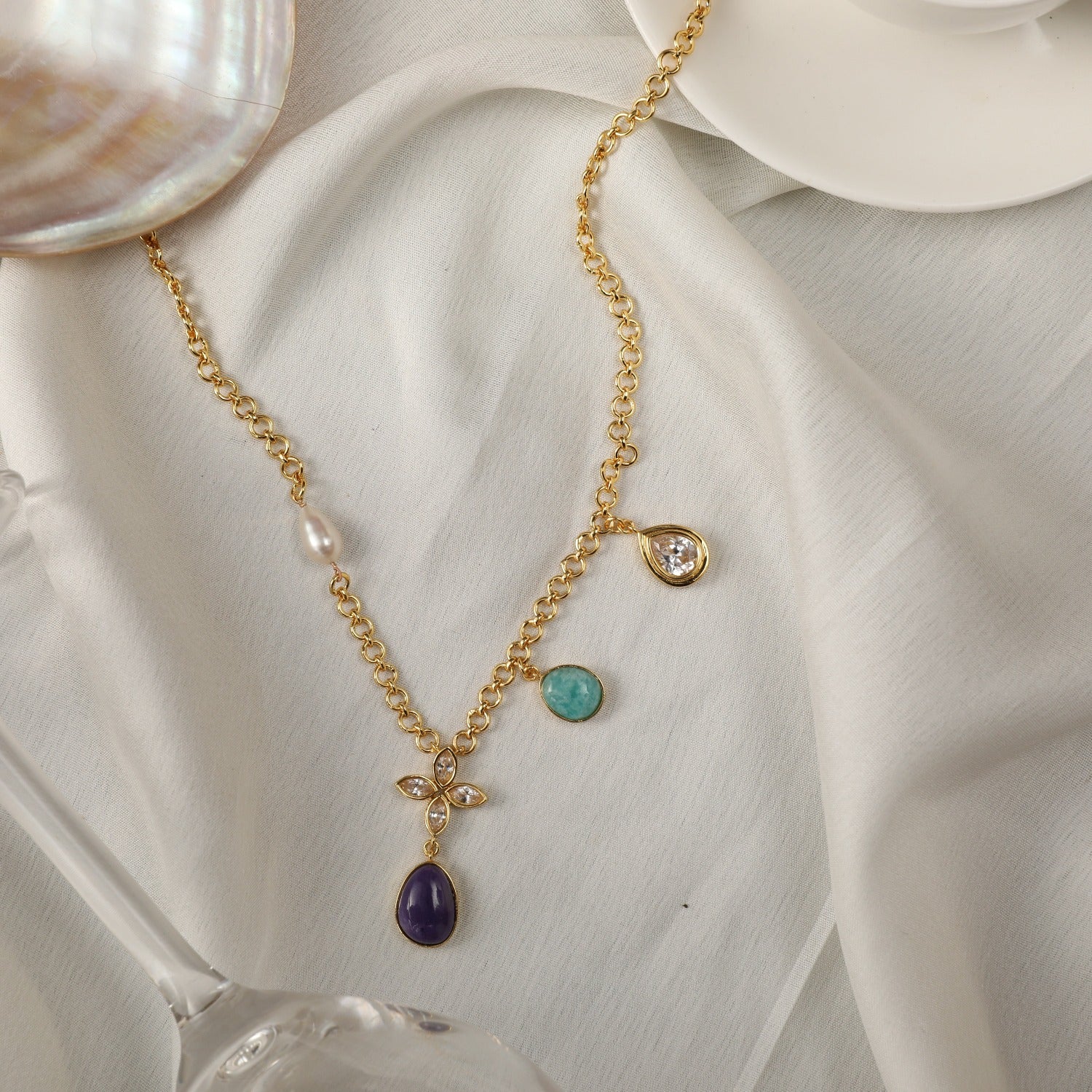 Necklaces Moroccan Blue Everyday Silver Necklace