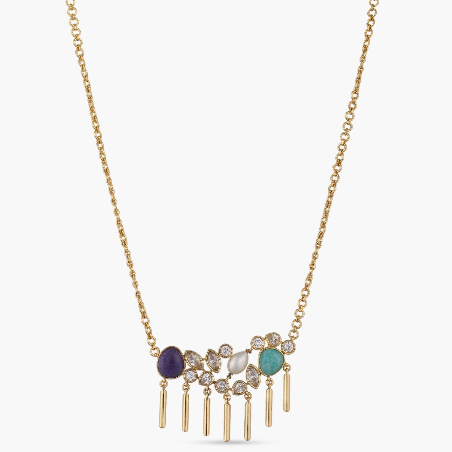 Necklaces Moroccan Blue Cluster Silver Necklace