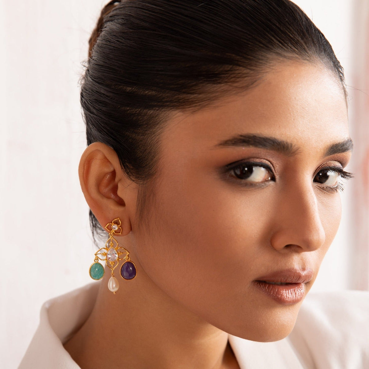 Earrings Moroccan Blue Floral Silver Earrings