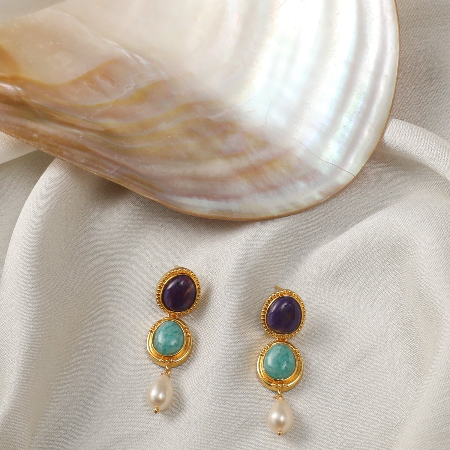 Earrings Moroccan Blue Simple Drop Silver Earrings