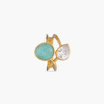 Finger Ring Moroccan Blue Dual Stone Silver Ring