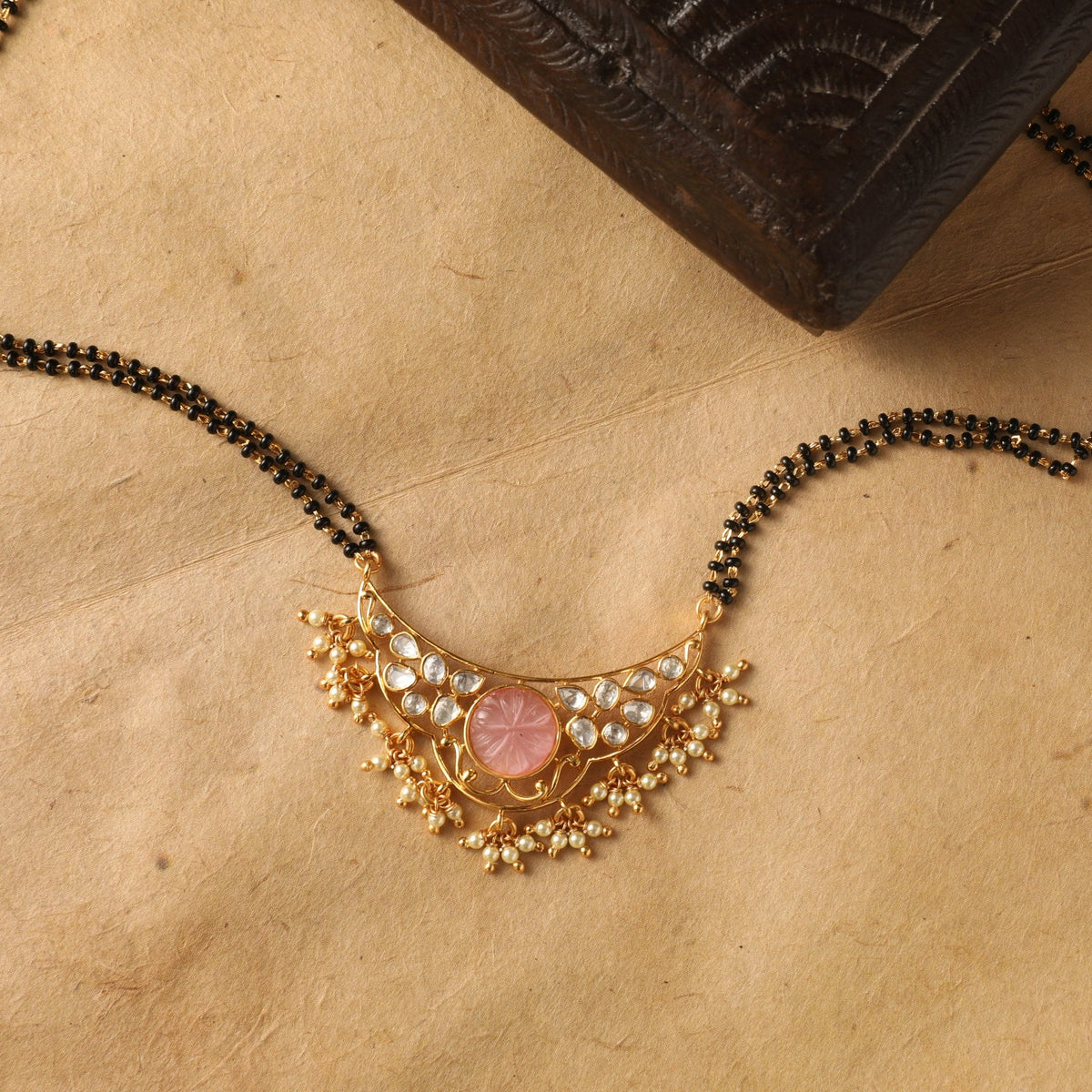 Brilliance Carved MOISSANITE SILVER MANGALSUTRA NECKLACE