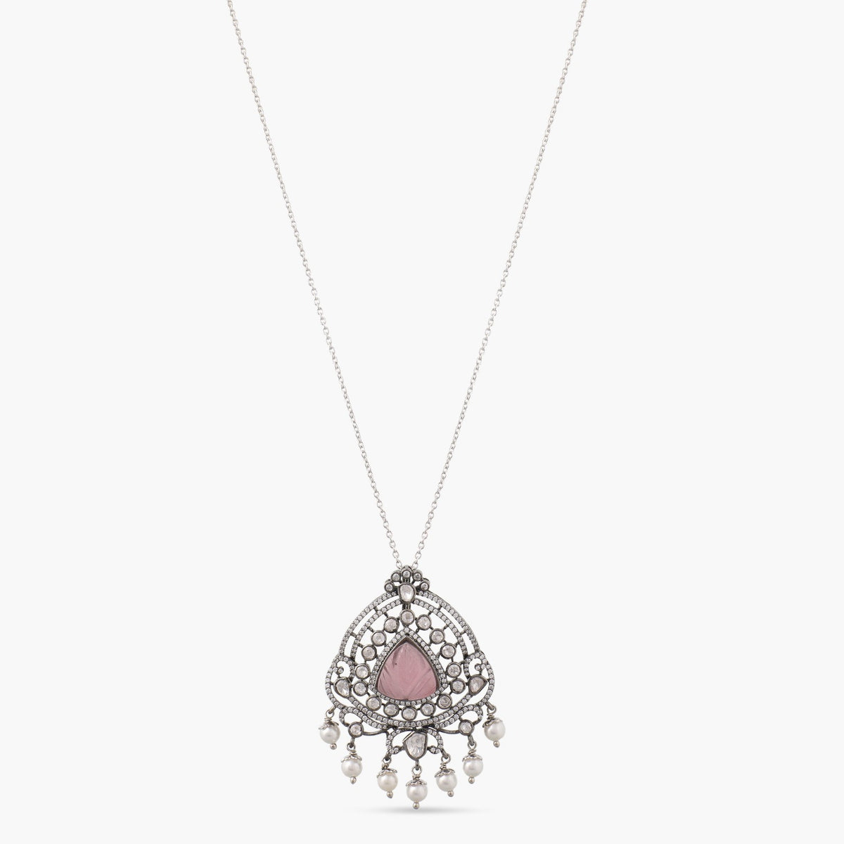 Mystical Majesty - Pink Gems and Silver Necklace - Paparazzi Jewelry