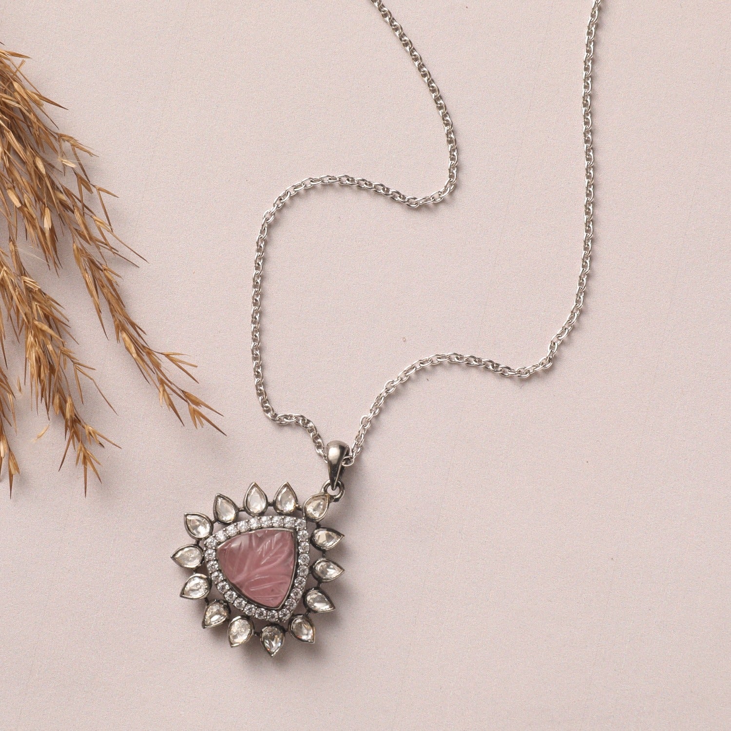 Pendants Minimal Floral Moissanite Silver Pendant