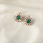 Earrings Emerald Opulence Silver Stud Earrings