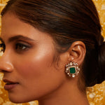 Earrings Square Emerald Silver Stud Earrings