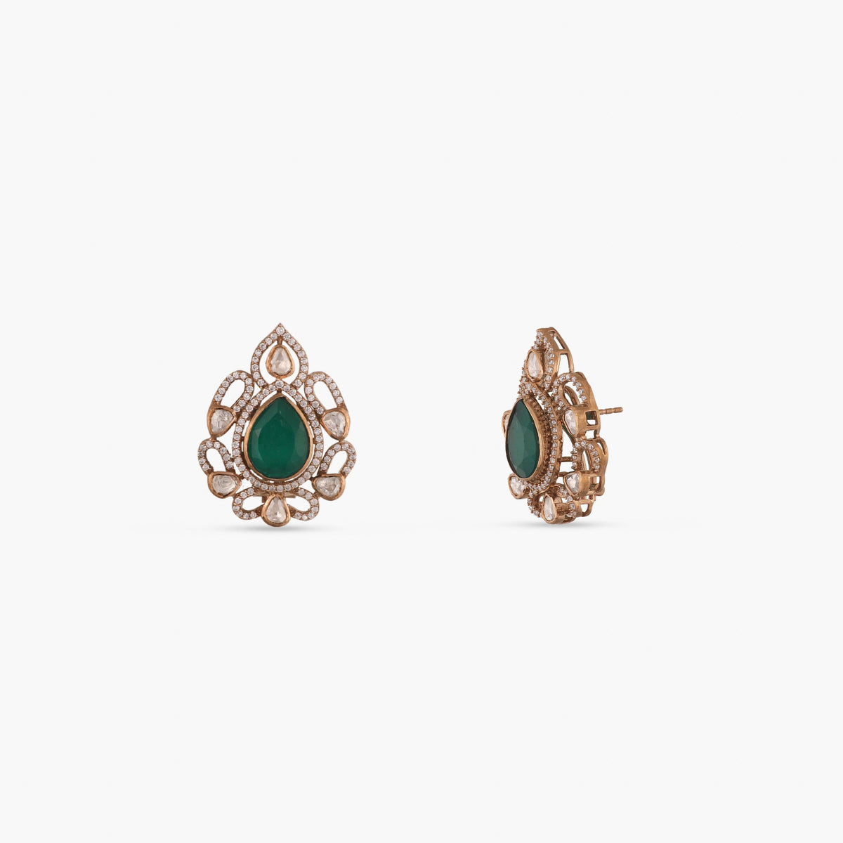 Earrings Emerald Opulence Silver Stud Earrings