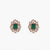 Square Emerald Silver Stud Earrings
