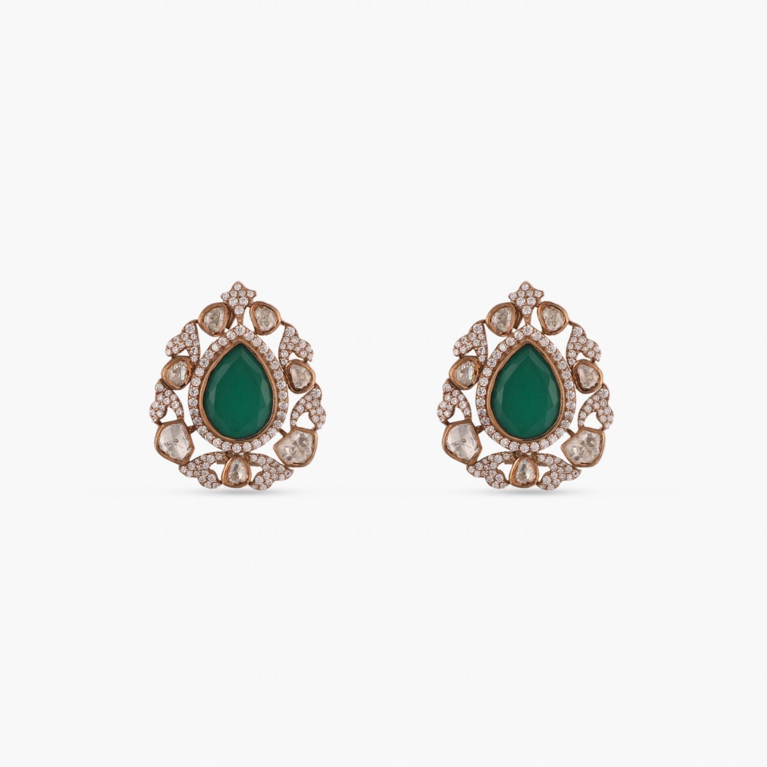 Earrings Brillant Emerald Silver Stud Earrings