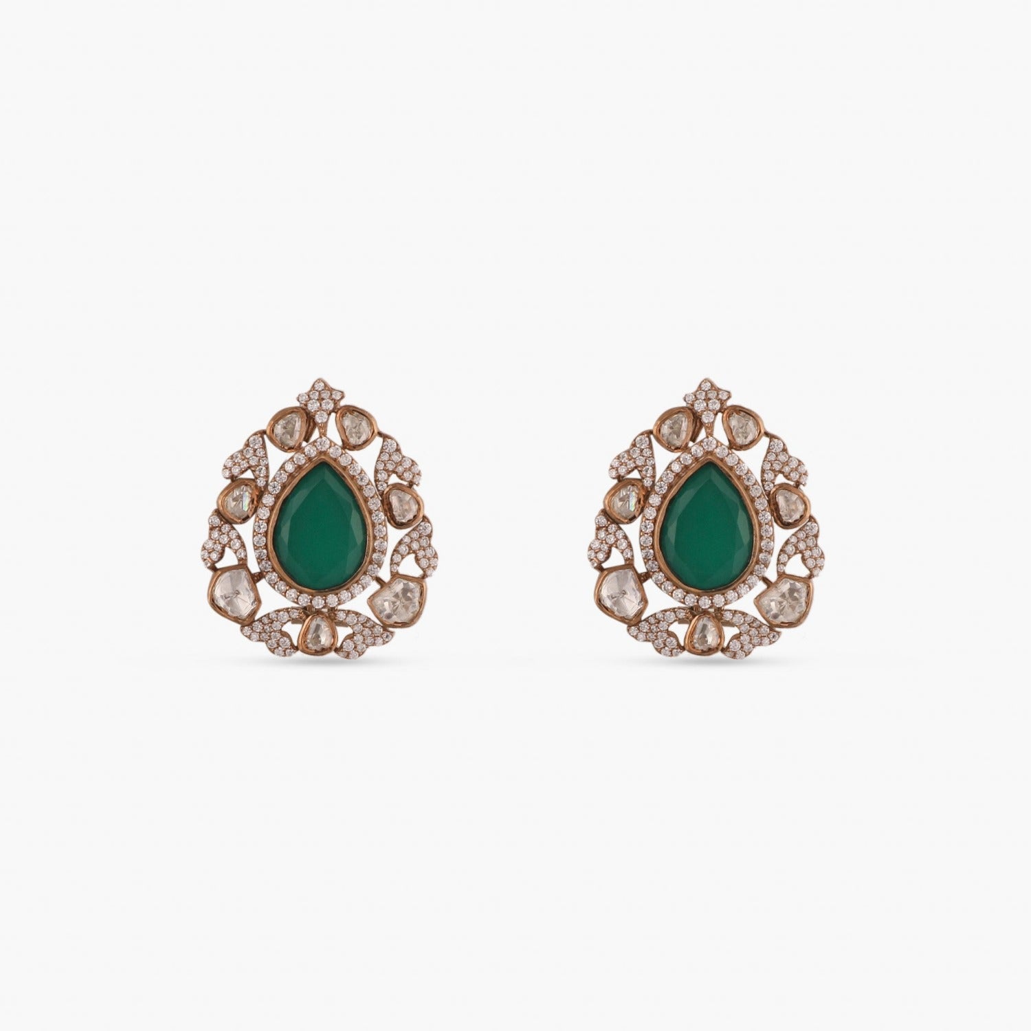 Brillant Emerald Silver Stud Earrings