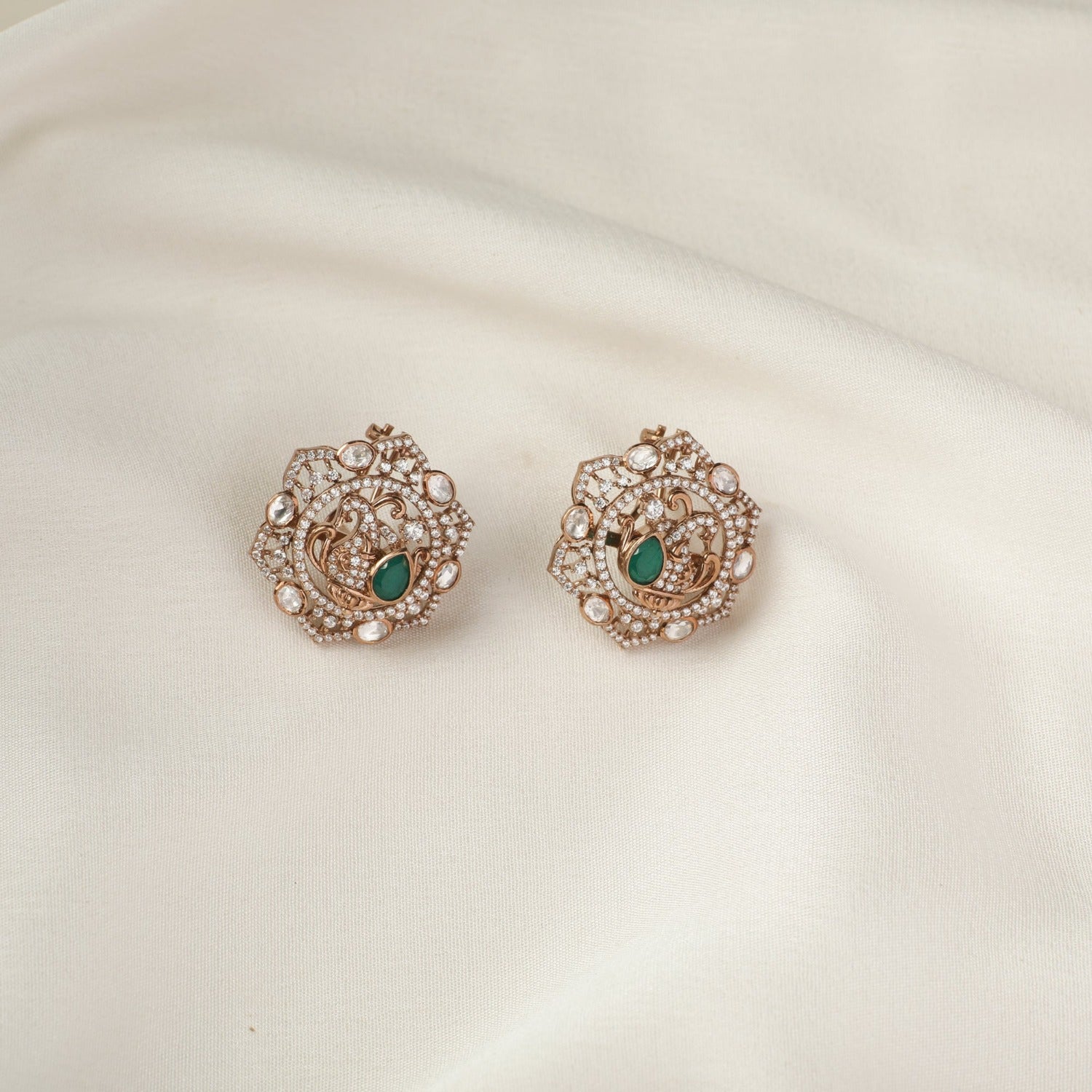 Earrings Peacock Emblem Silver Stud Earrings