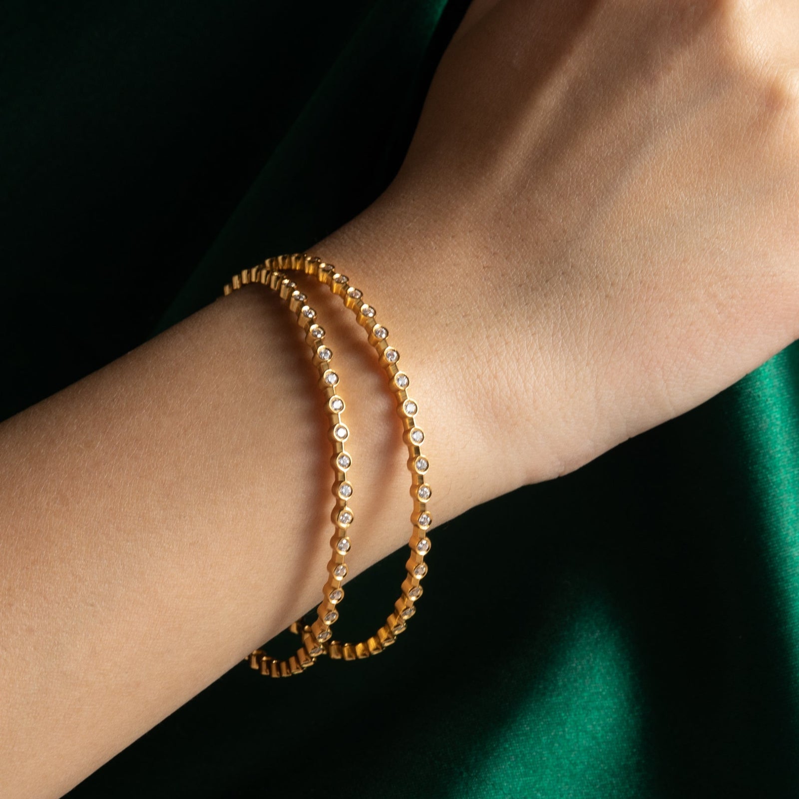 Ishya Sparkling CZ Silver Bangles