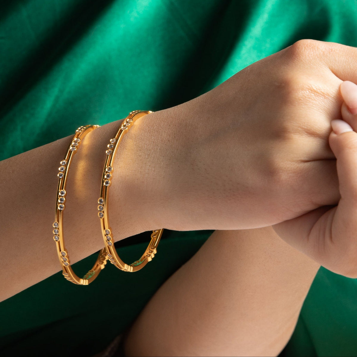 Rhea CZ Silver Bangle