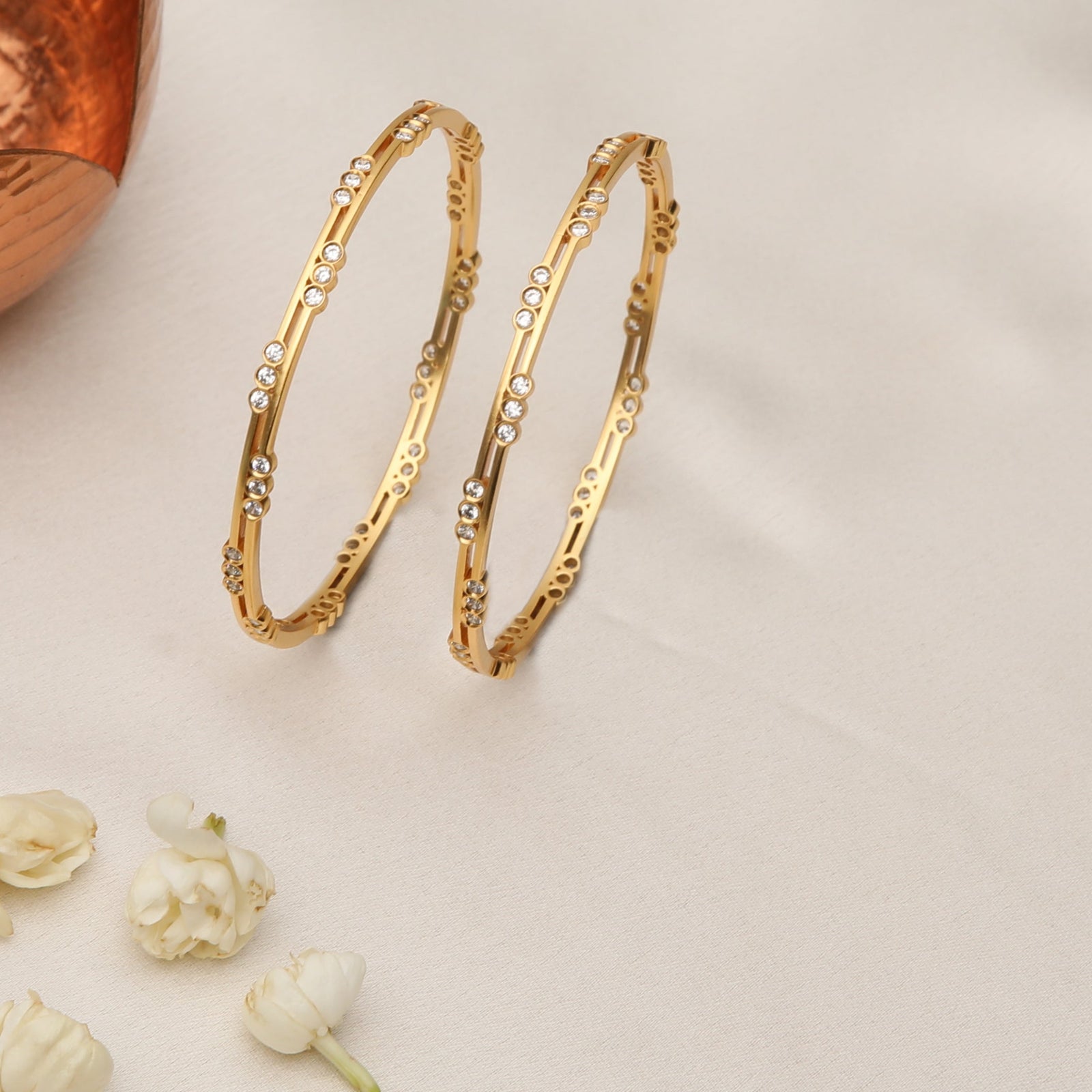 Rhea CZ Silver Bangle