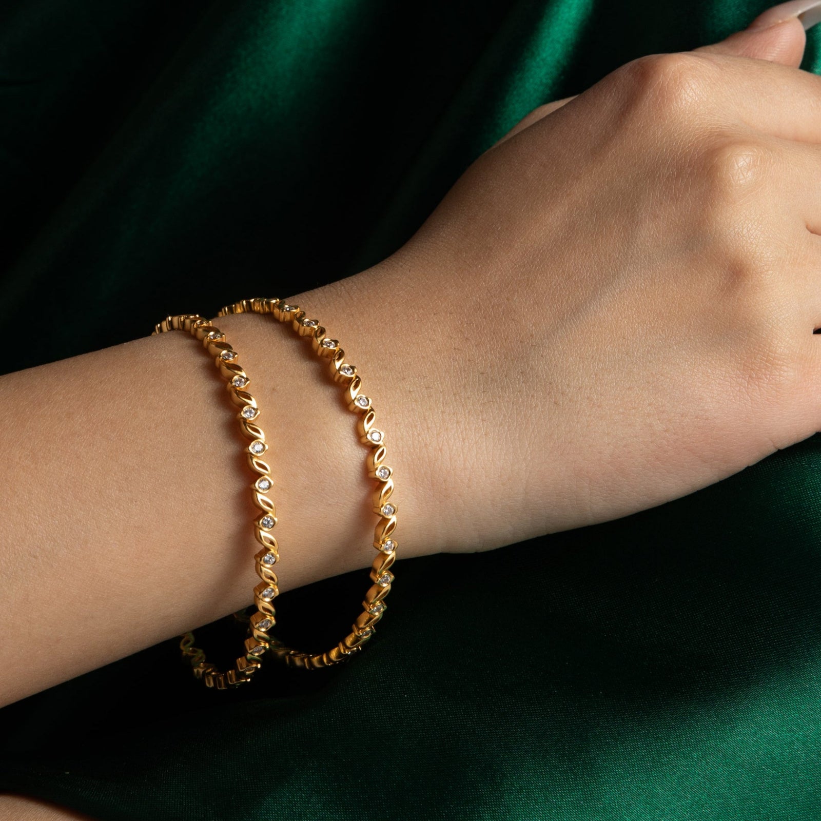 Ziya CZ Silver Bangles 