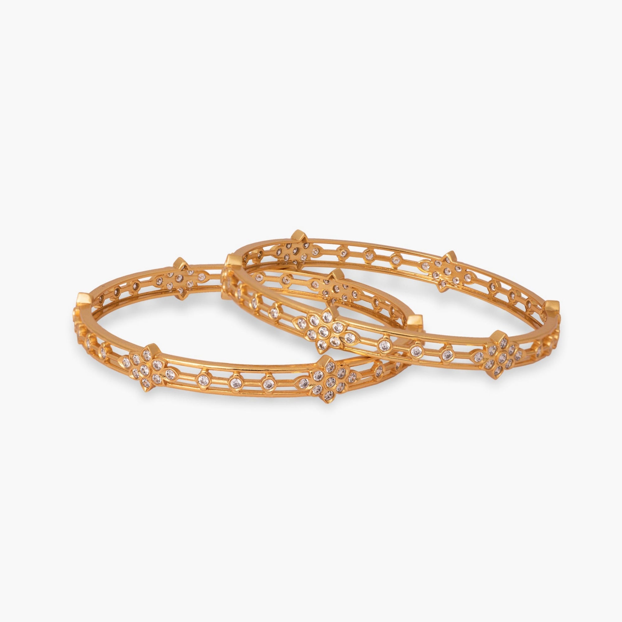 Flora CZ Silver Bangles