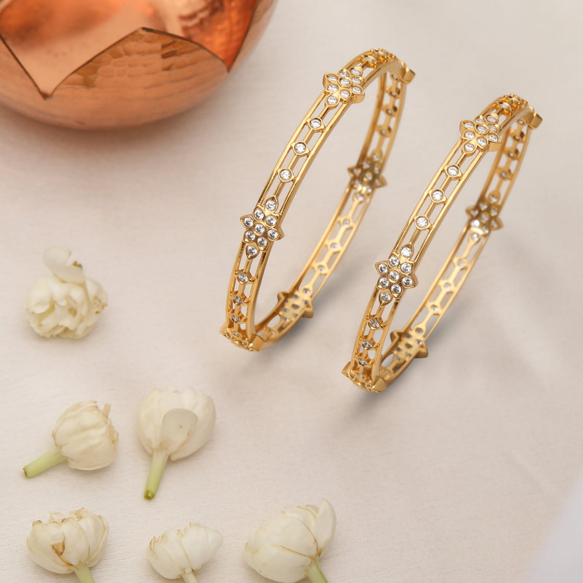 Flora CZ Silver Bangles